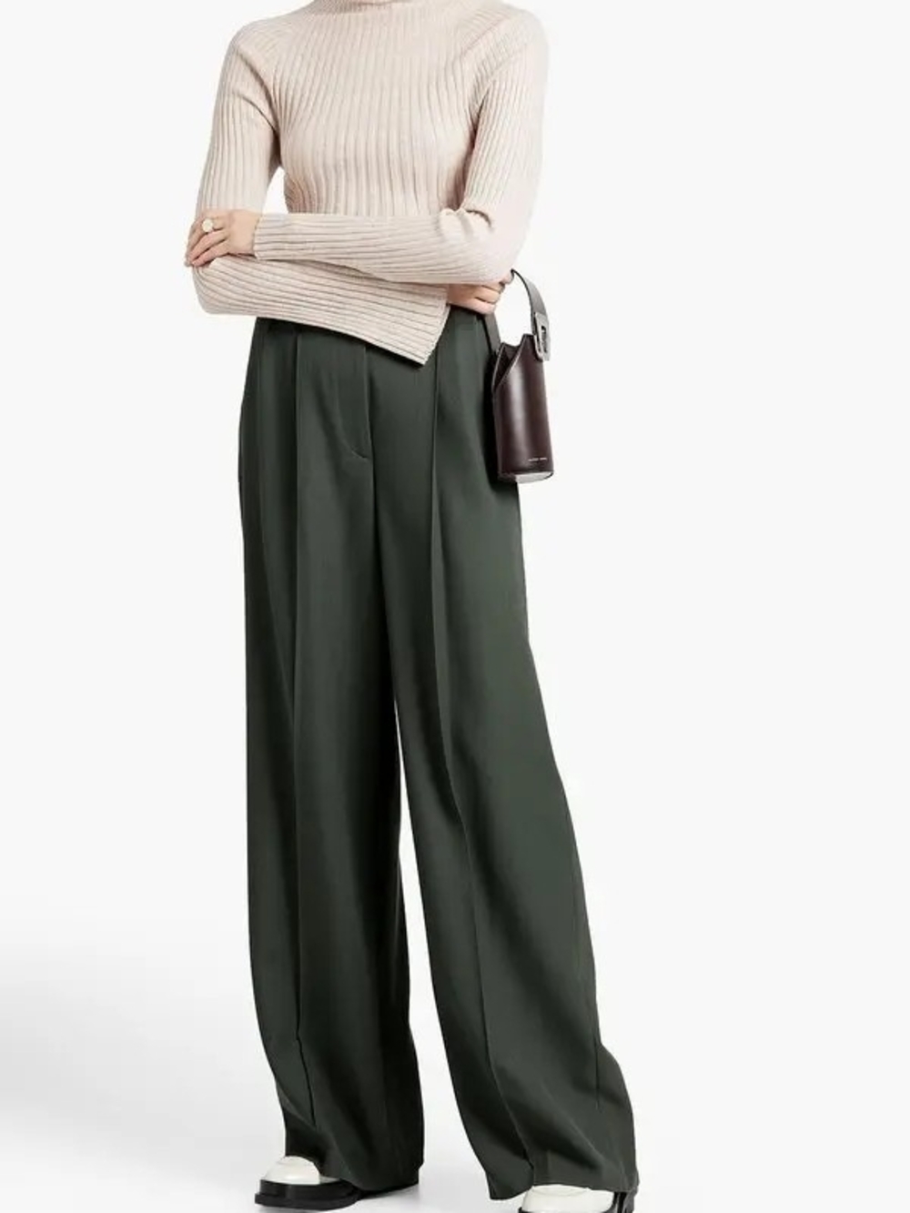 Loulou Studio Wide-Leg Trousers in Forrest